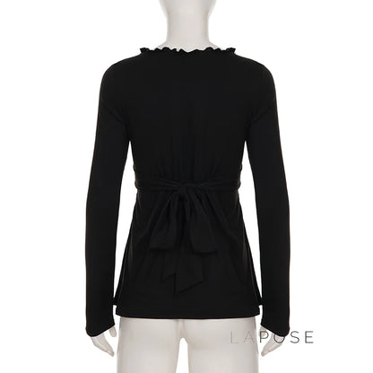 Analy Ruched V-Neck Long Sleeve Top