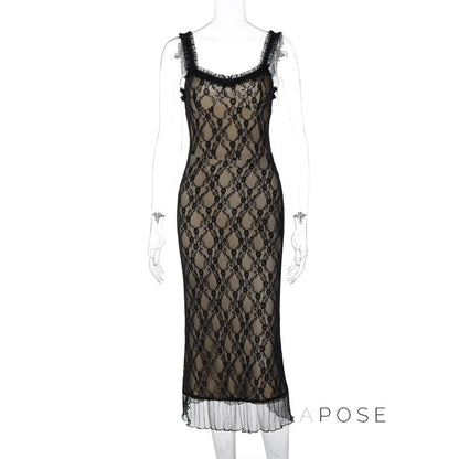 Anapaula Lace Sling Midi Dress