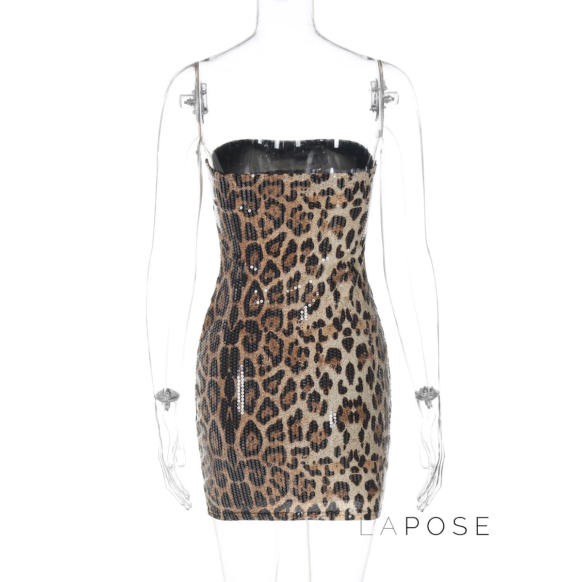 Arleen Strapless Sequin Leopard Mini Dress