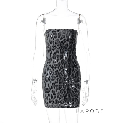 Ashlee Leopard Sequin Mini Dress