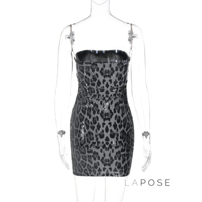 Ashlee Leopard Sequin Mini Dress