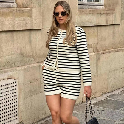 Astoria Striped Knit Short Set