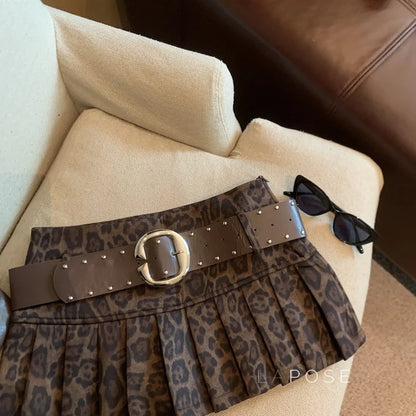 Avery Leopard Pleated Mini Skirt