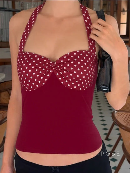 Aylin Polka Dot Halter Top