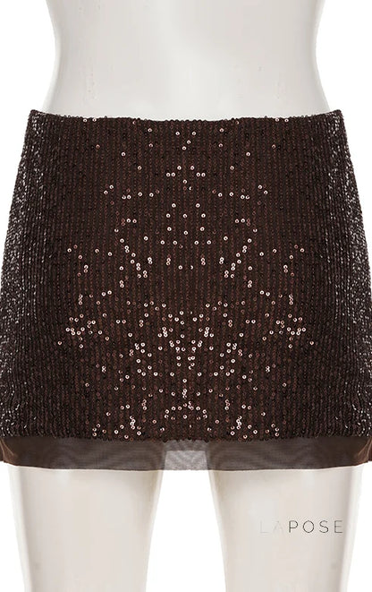Christine Sequin Halter Skirt Set