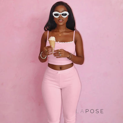 Ciara Lace Detail Pants Set