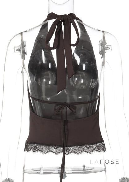 Cielo Lace Halter Crop Top