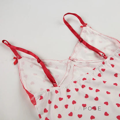 Ciera Heart Print Lace Short Set