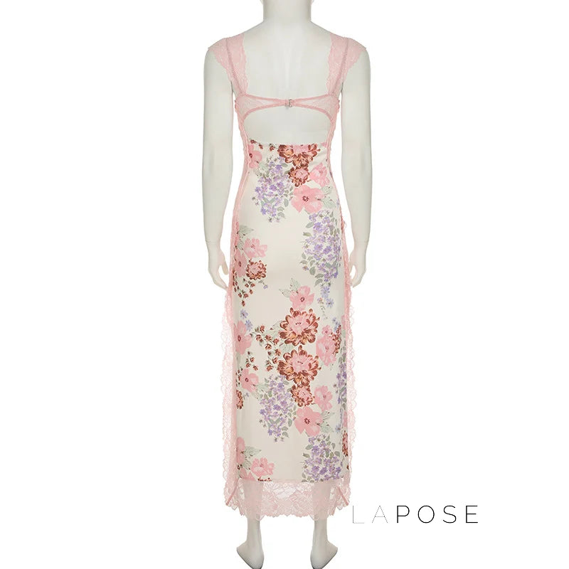 Darling Lace Slit Maxi Dress