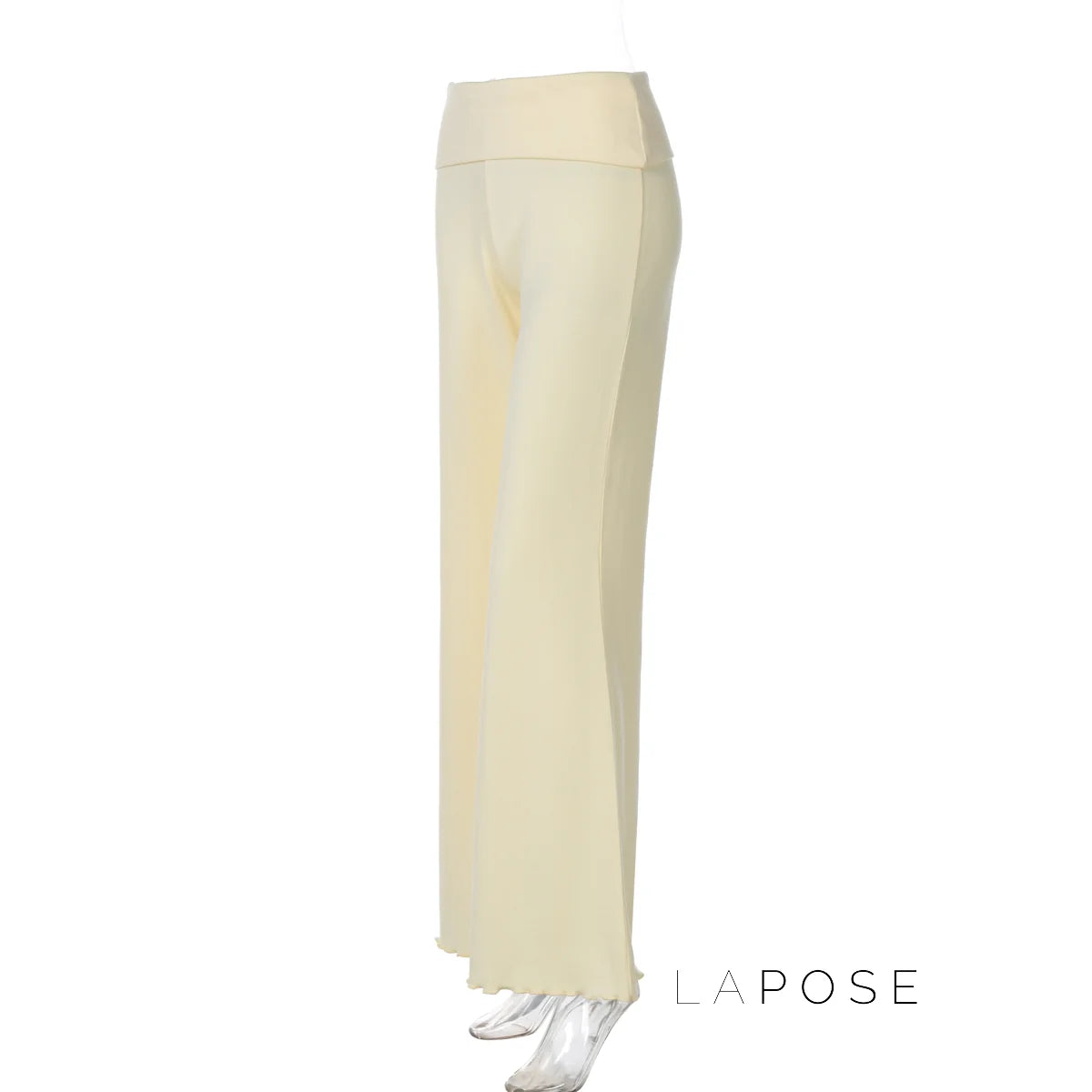 Delylah Low-Rise Wavy Flared Pants