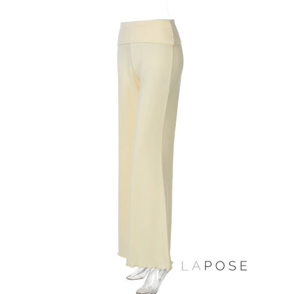 Delylah Low-Rise Wavy Flared Pants