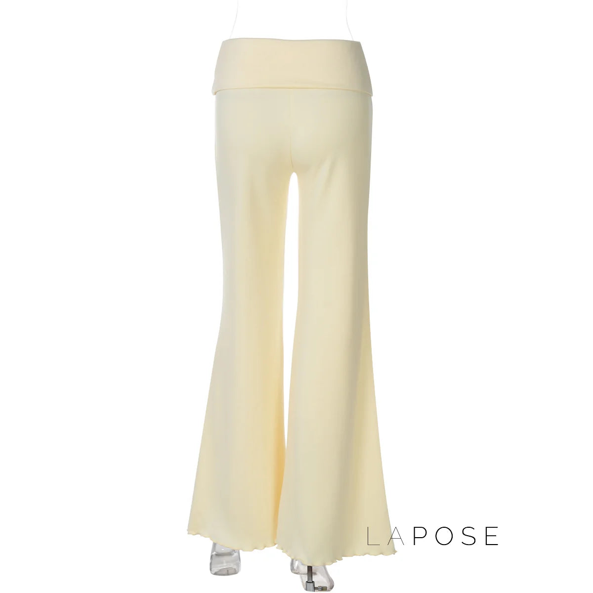 Delylah Low-Rise Wavy Flared Pants