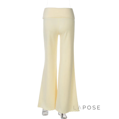 Delylah Low-Rise Wavy Flared Pants