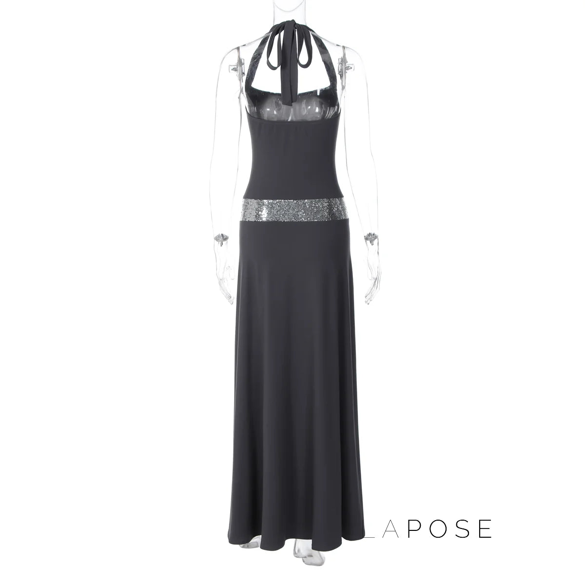 Eleanor Sequin Halter Maxi Dress
