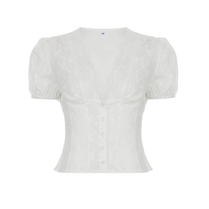 Ellarae Lace Puff Sleeve Crop Top