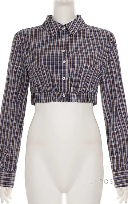 Elora Plaid Crop Skirt Set
