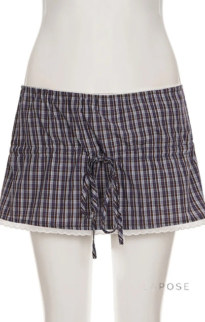 Elora Plaid Crop Skirt Set