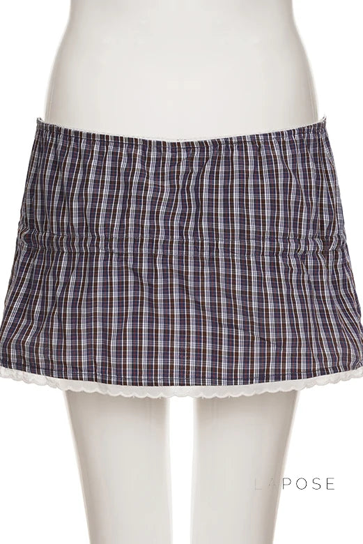 Elora Plaid Crop Skirt Set