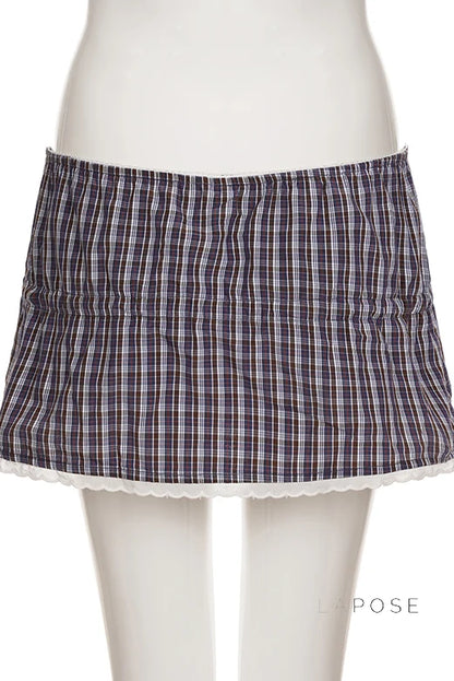 Elora Plaid Crop Skirt Set