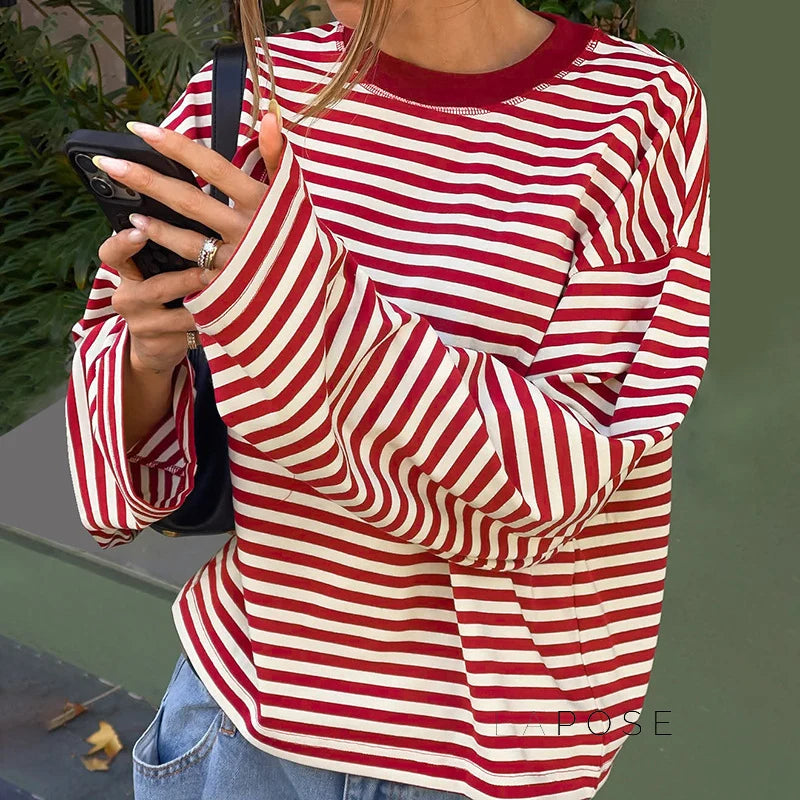 Elva Contrast Stripe Long Sleeve Top