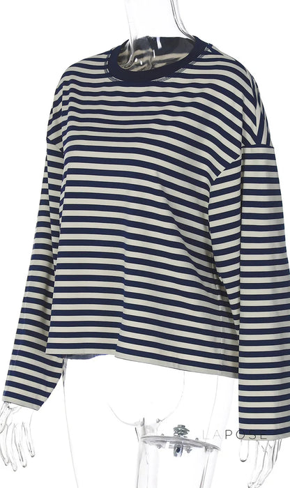 Elva Contrast Stripe Long Sleeve Top