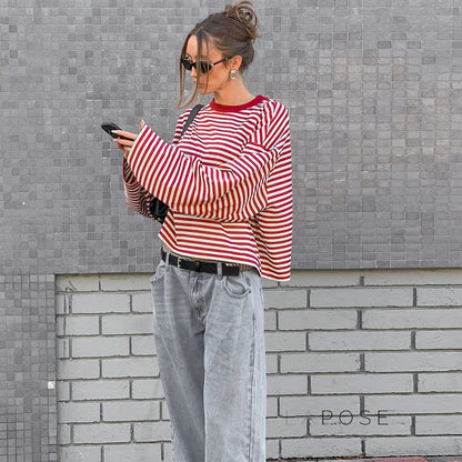 Elva Contrast Stripe Long Sleeve Top