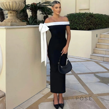 Elyanna Off Shoulder Bow Maxi Dress