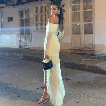 Emely Off-Shoulder Ruched Gown