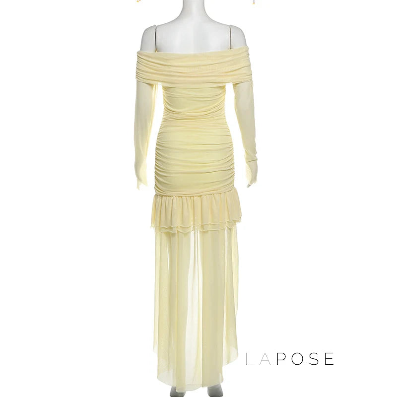 Emely Off-Shoulder Ruched Gown