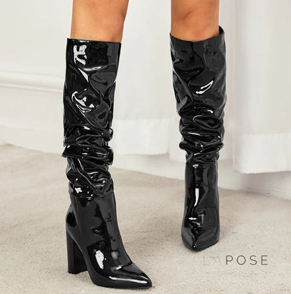 Emree Patent Block Heel Boots