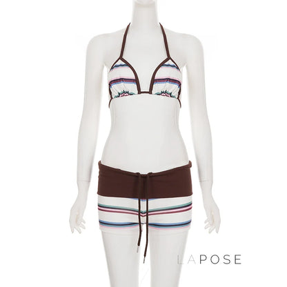 Evaleigh Colorblock Halter Bikini Set