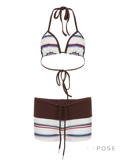 Evaleigh Colorblock Halter Bikini Set
