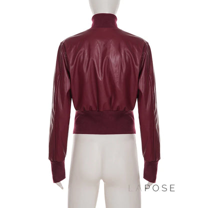 Florencia Cropped Faux Leather Jacket