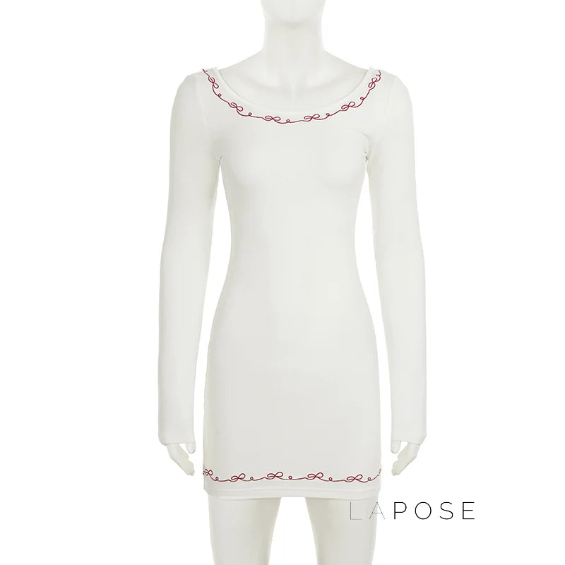 Frida Embroidered Long Sleeve Mini Dress