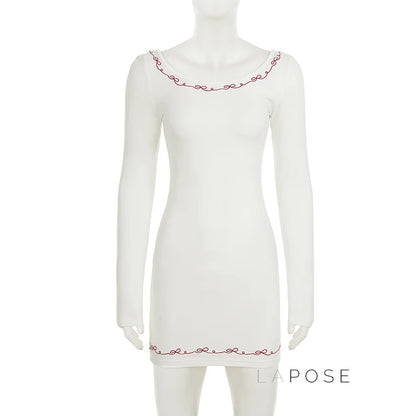 Frida Embroidered Long Sleeve Mini Dress