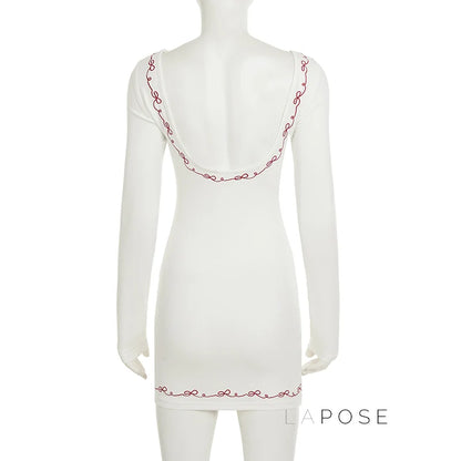 Frida Embroidered Long Sleeve Mini Dress