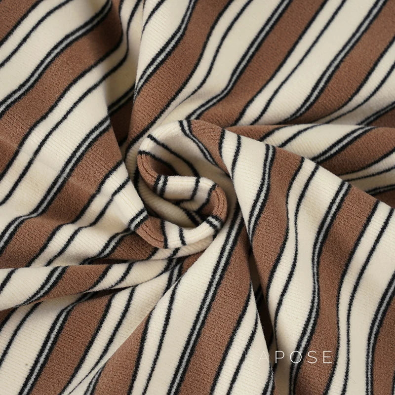 Germani Striped Long Sleeve Polo Top