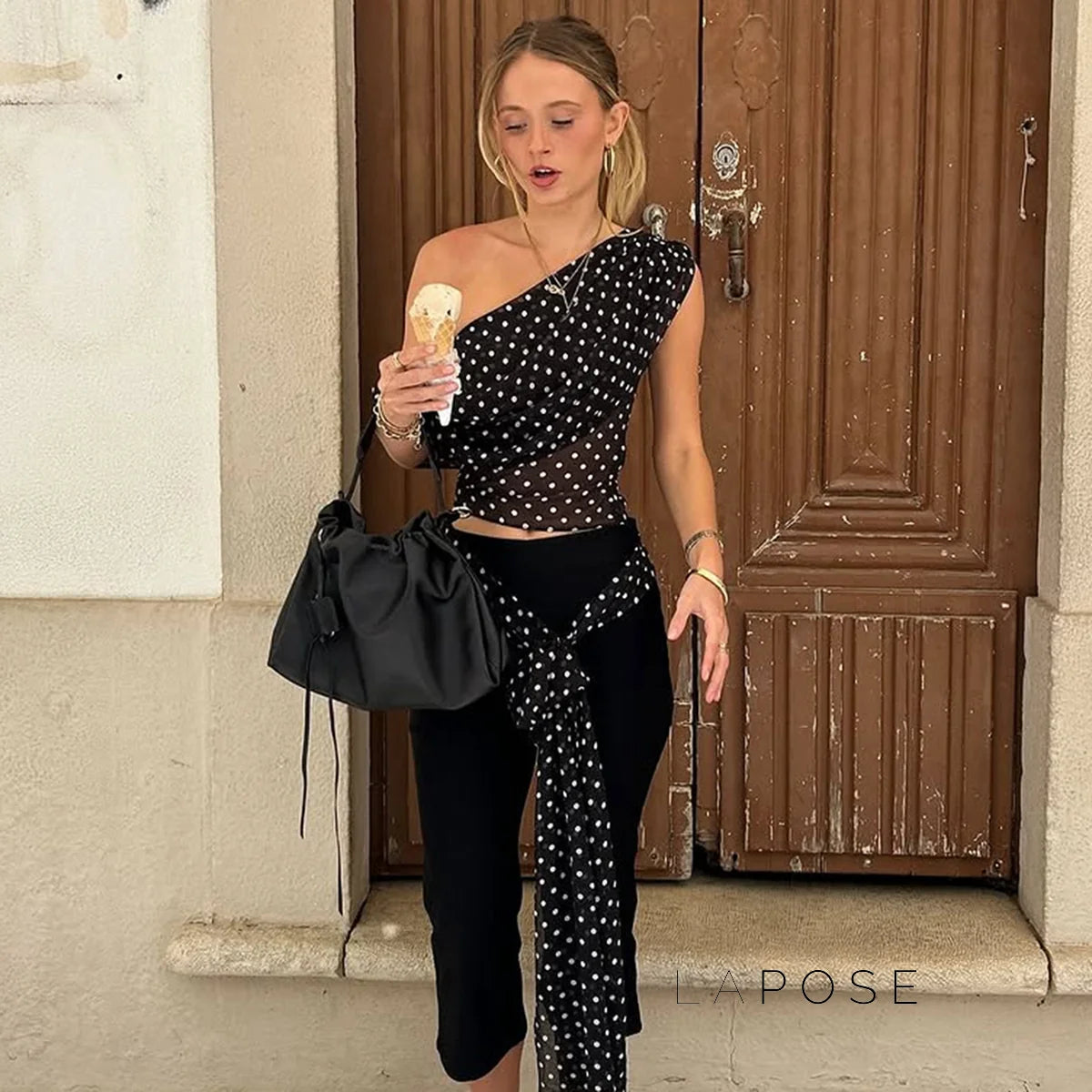 Goldy Polka Dot Off-Shoulder Top