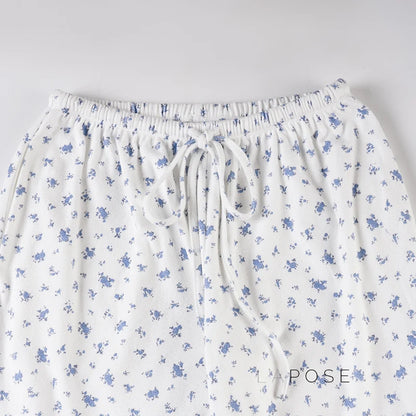 Grey Floral Drawstring Lounge Pants