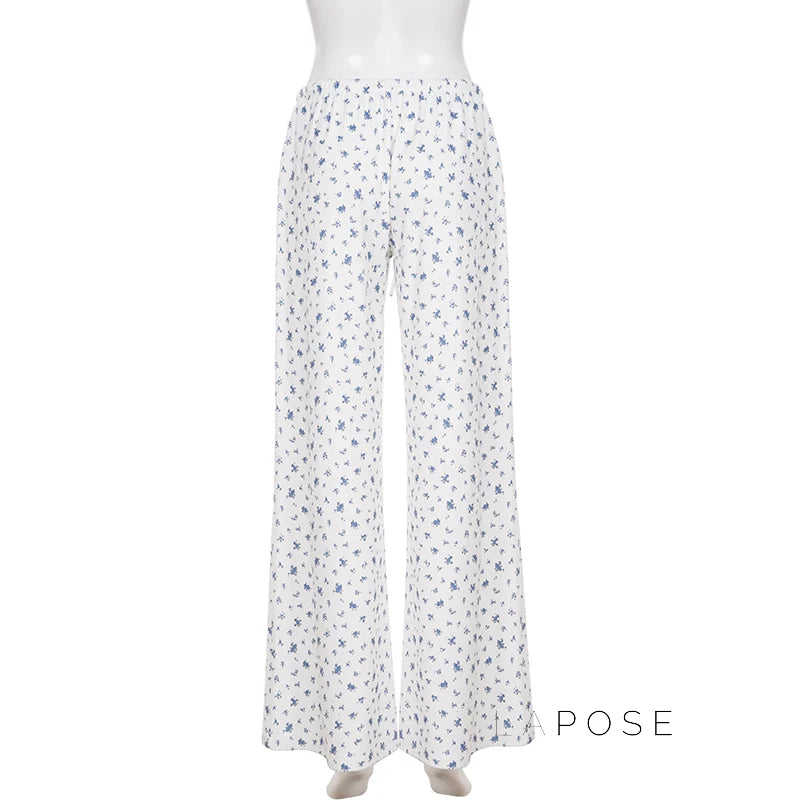 Grey Floral Drawstring Lounge Pants
