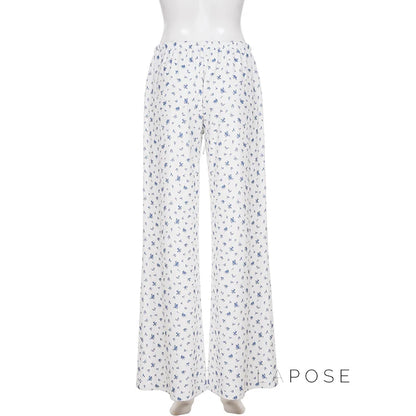 Grey Floral Drawstring Lounge Pants