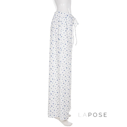 Grey Floral Drawstring Lounge Pants