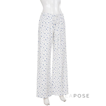 Grey Floral Drawstring Lounge Pants