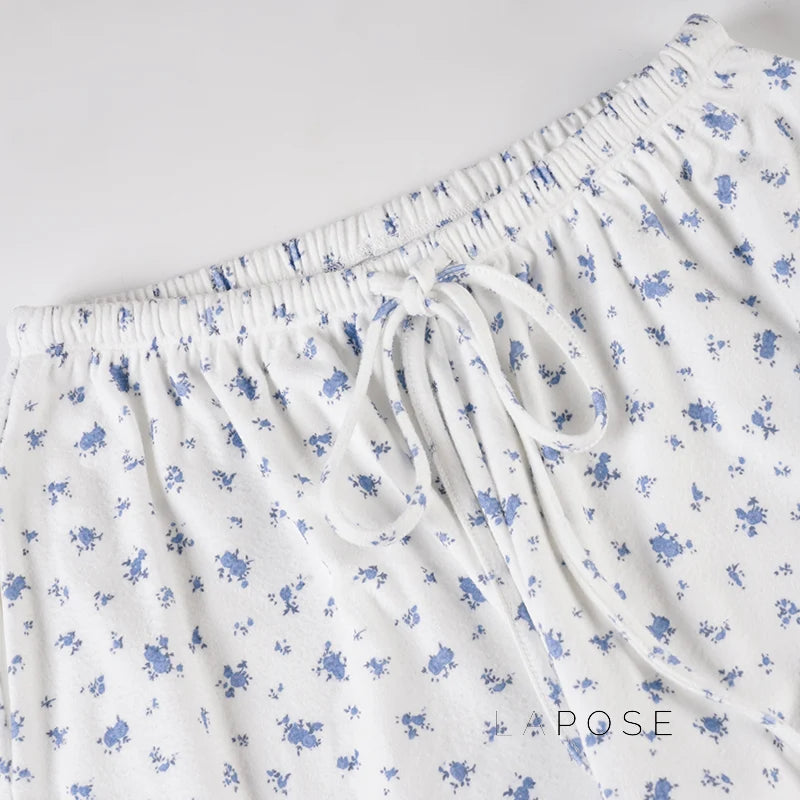 Grey Floral Drawstring Lounge Pants