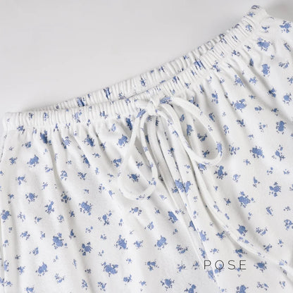 Grey Floral Drawstring Lounge Pants