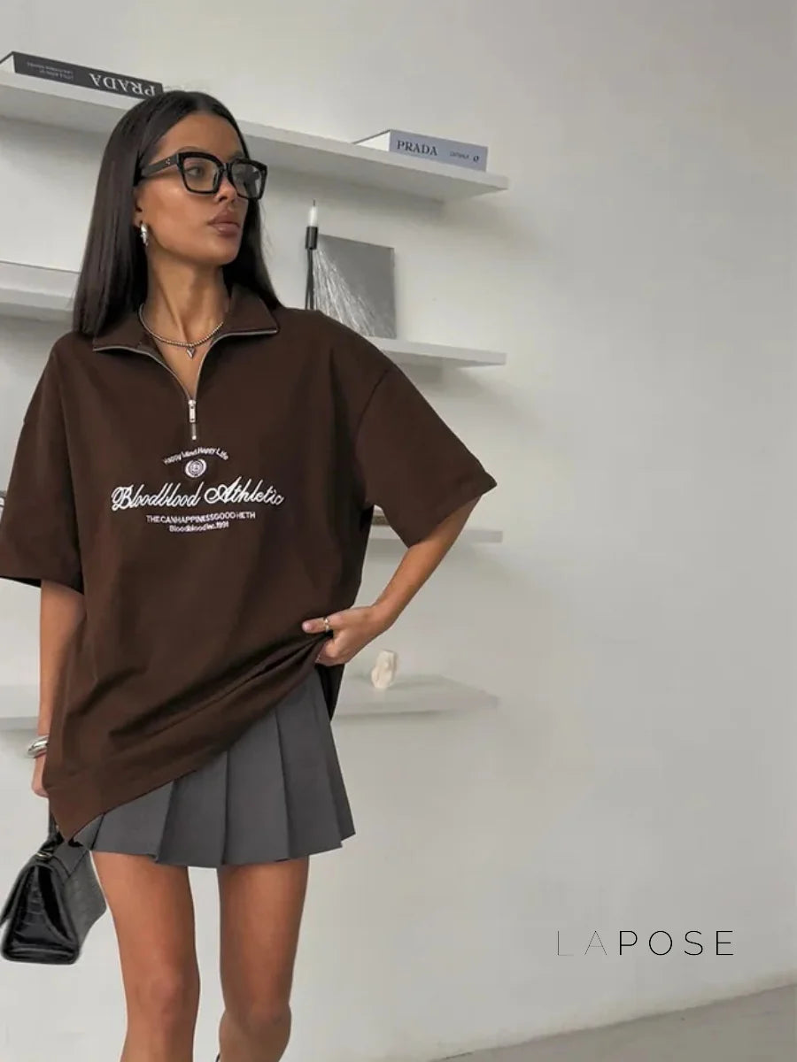 Haizlee Contrast Embroidered Polo Tee