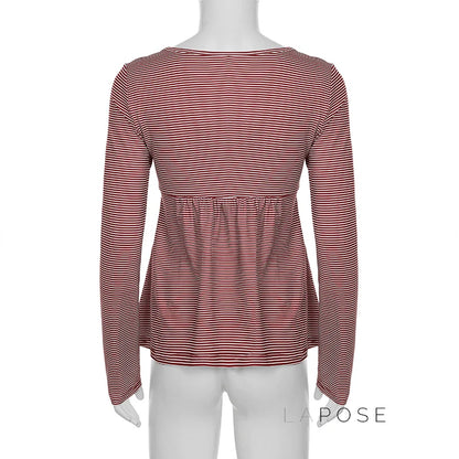 Haley Red Striped Lace Top