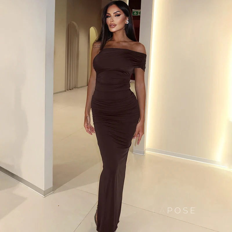Hayat One-Shoulder Ruched Maxi Dress