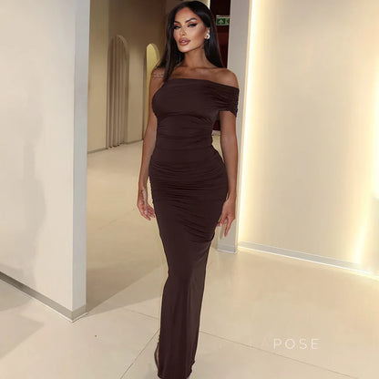 Hayat One-Shoulder Ruched Maxi Dress