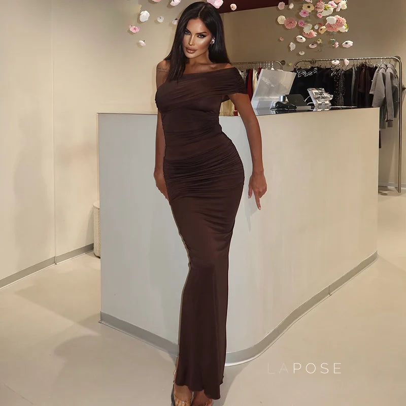 Hayat One-Shoulder Ruched Maxi Dress